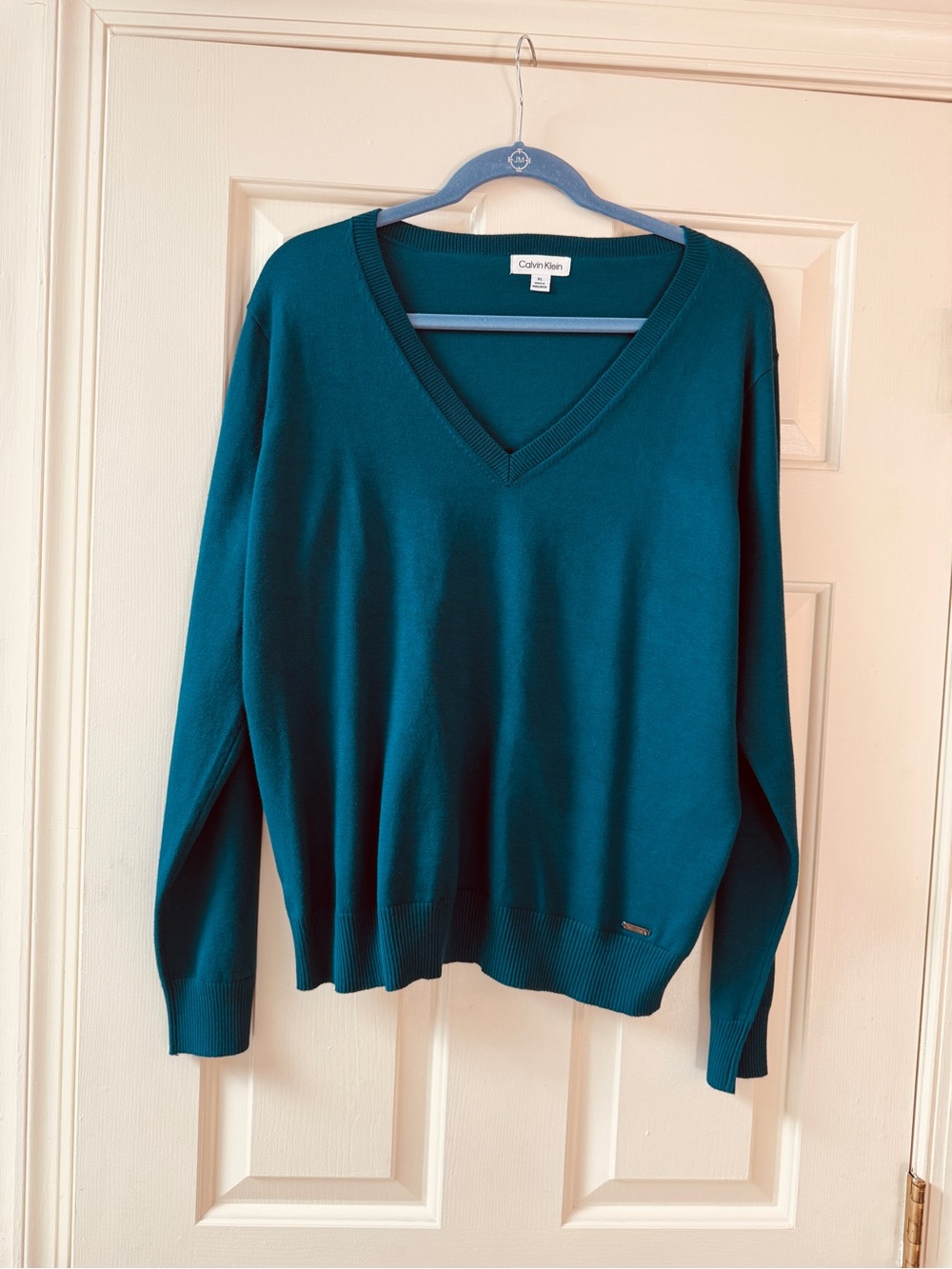 Calvin Klein Deep Peacock Blue V-Neck Sweater XL